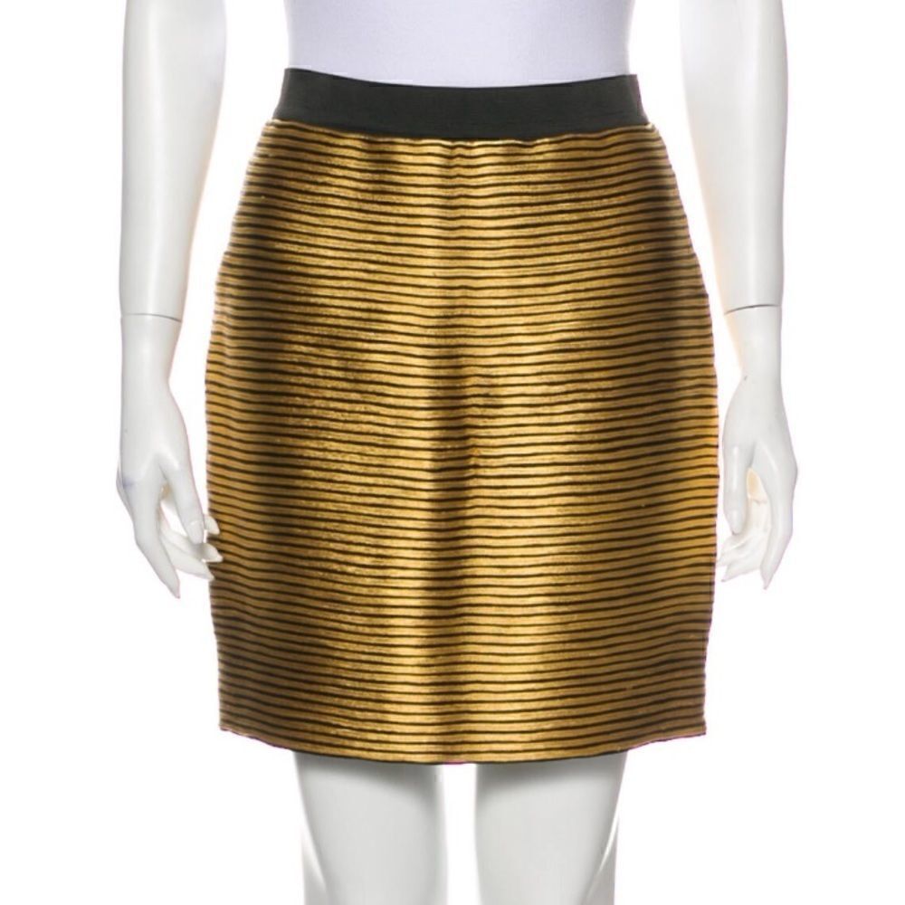 3.1 Phillip Lim Gold & Black Striped Mini Skirt